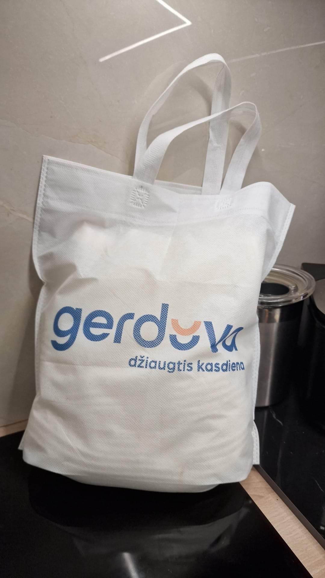 Rastas baltas Gerduva maišiukas