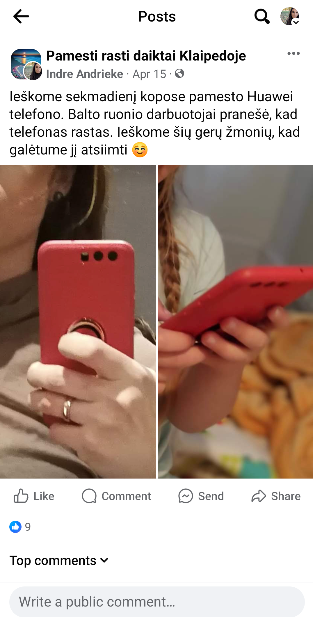 Pamestas Huawei telefonas Melnragės kopose